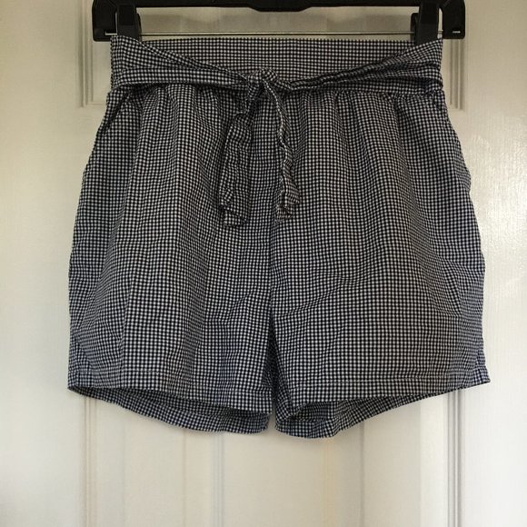 Girls Self Belted Plaid Shorts Blue Age 13-14 Yrs - Picture 1 of 2